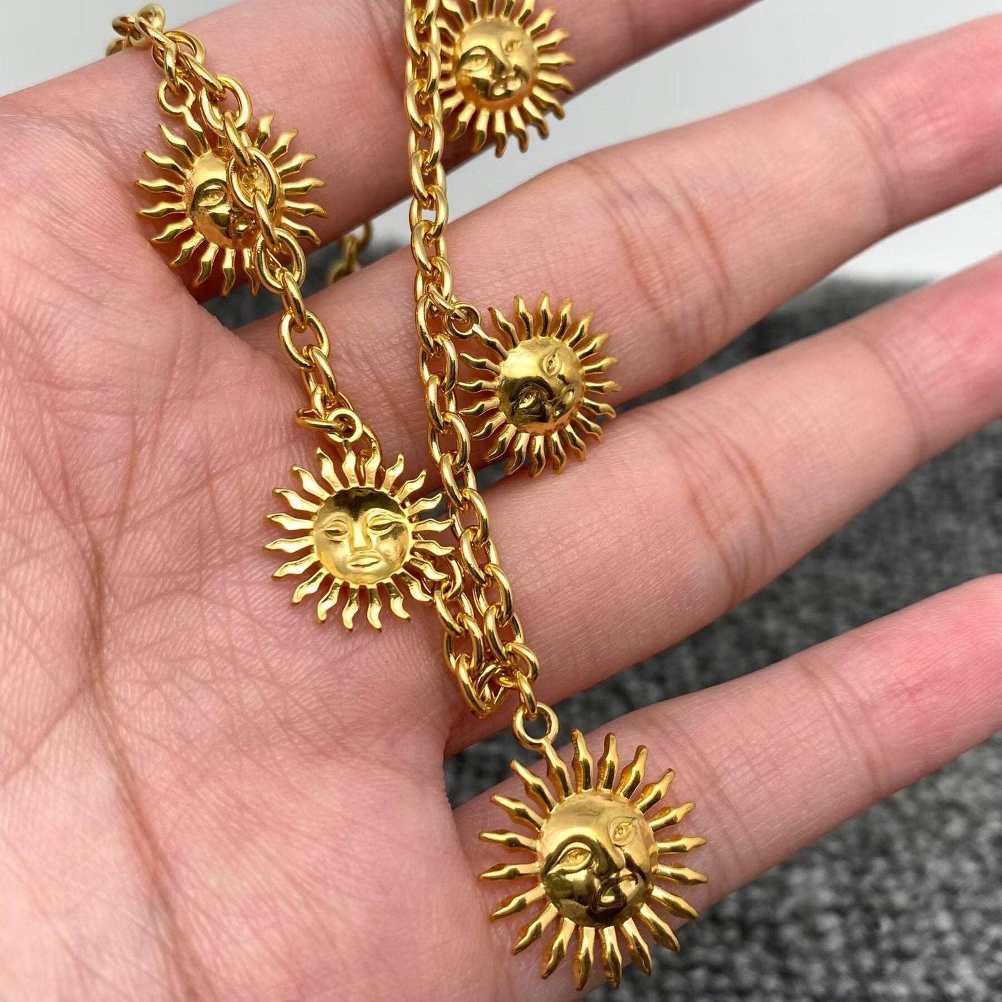Golden Sun Charm Necklace