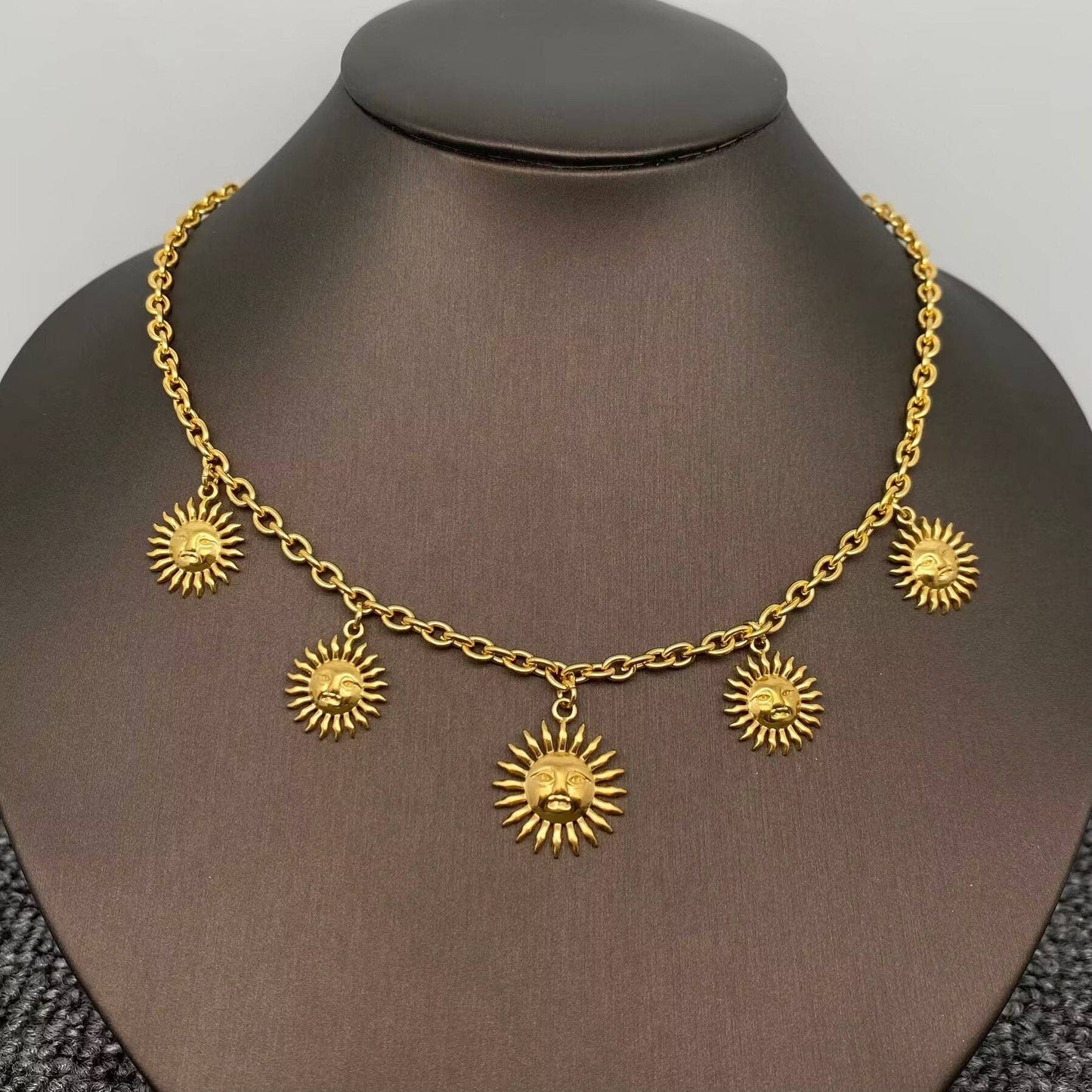 Golden Sun Charm Necklace