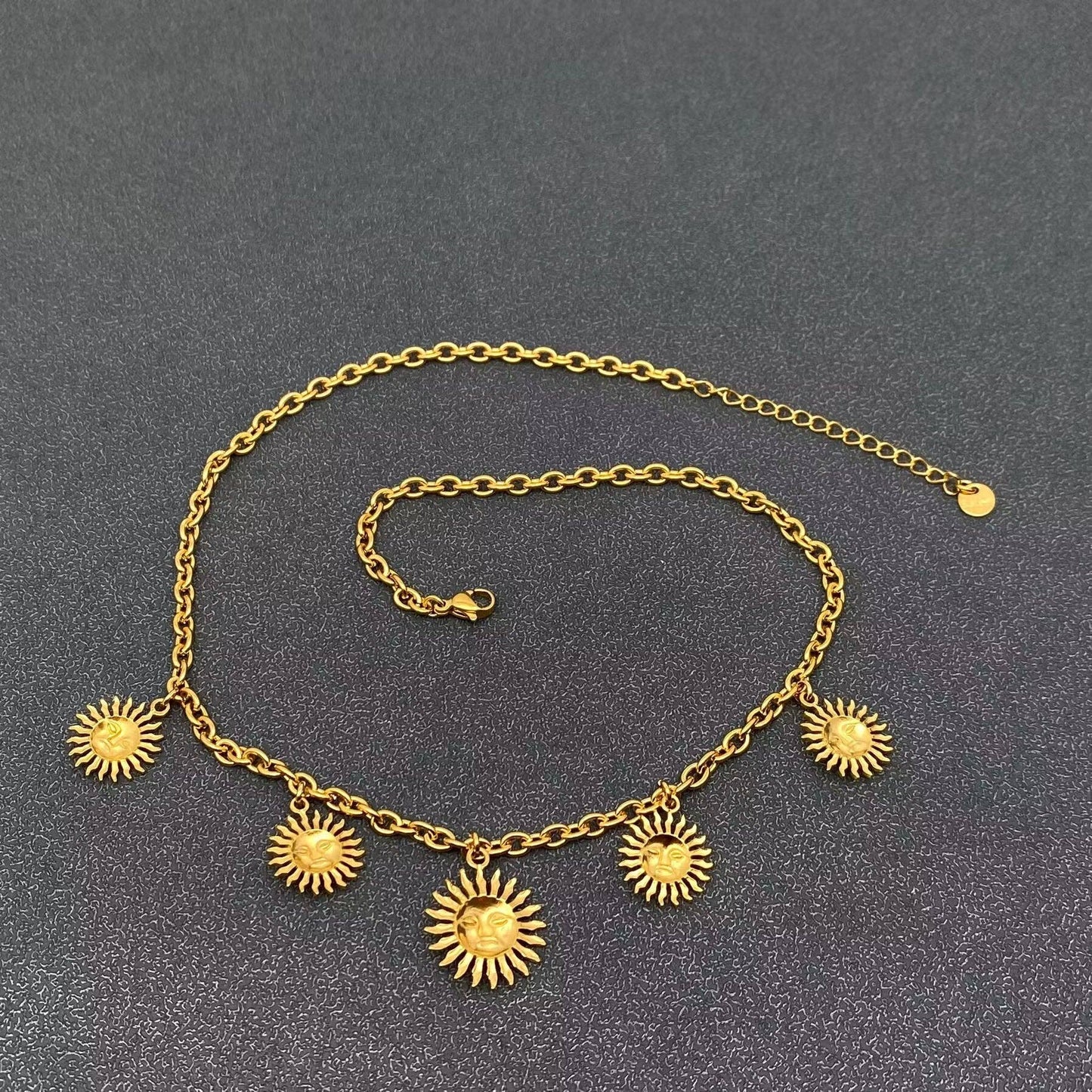 Golden Sun Charm Necklace
