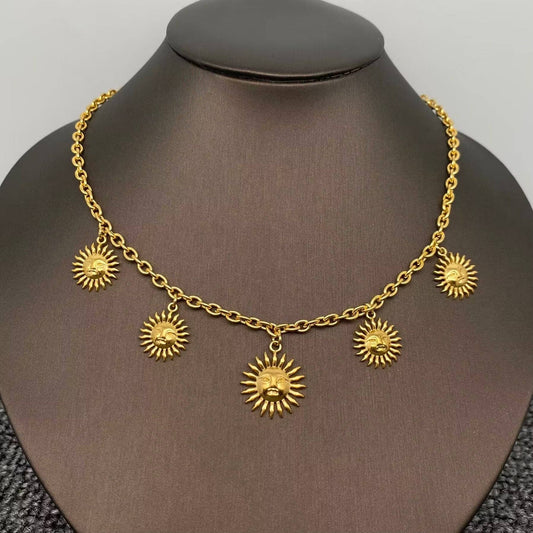 Golden Sun Charm Necklace